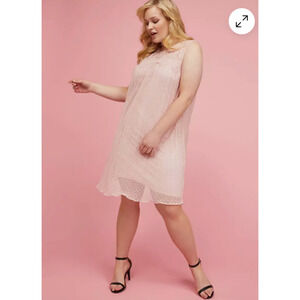 LANE BRYANT NWT size 14/16 pink Blush Embroidered Dot Mesh Swing Dress Beautiful